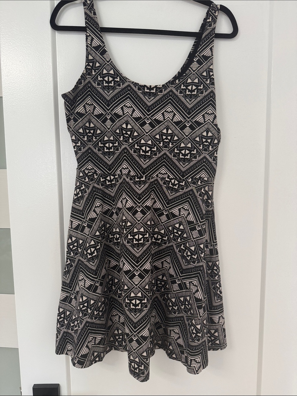 PINK Victoria's Secret Black and Cream Geometric Scoop-Neck Mini Dress